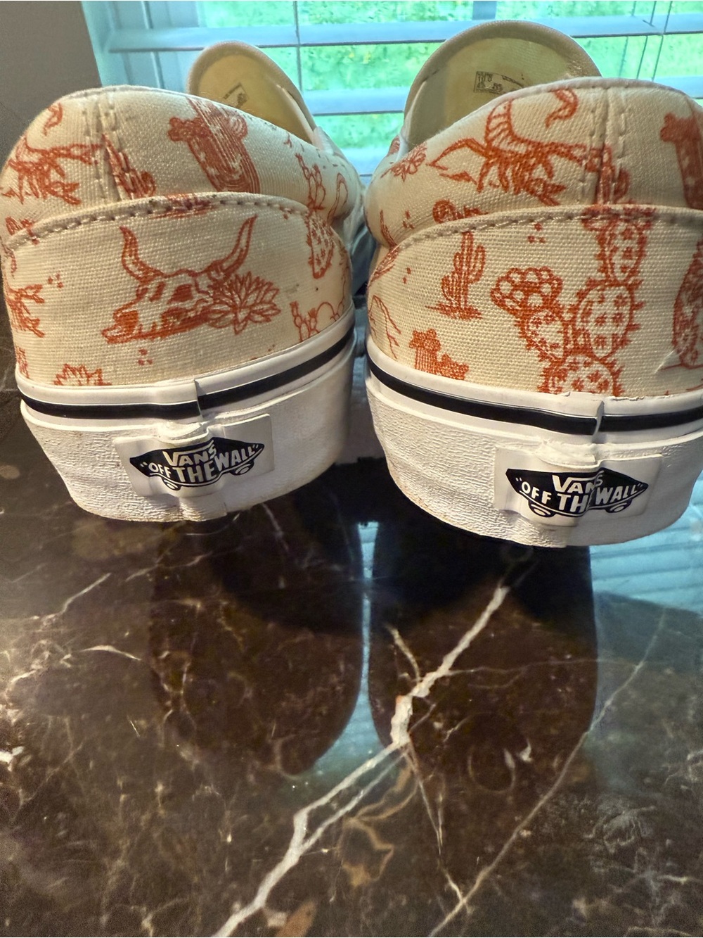 Vans Slip-On Sneakers in Cream with Orange Cactus Print - Picture 4 of 4